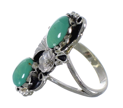 Genuine Sterling Silver Flower Turquoise Ring Size 4-3/4 RX60229